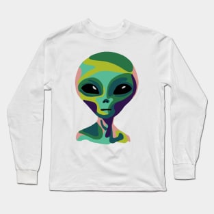 Pop Art Alien Portrait Long Sleeve T-Shirt